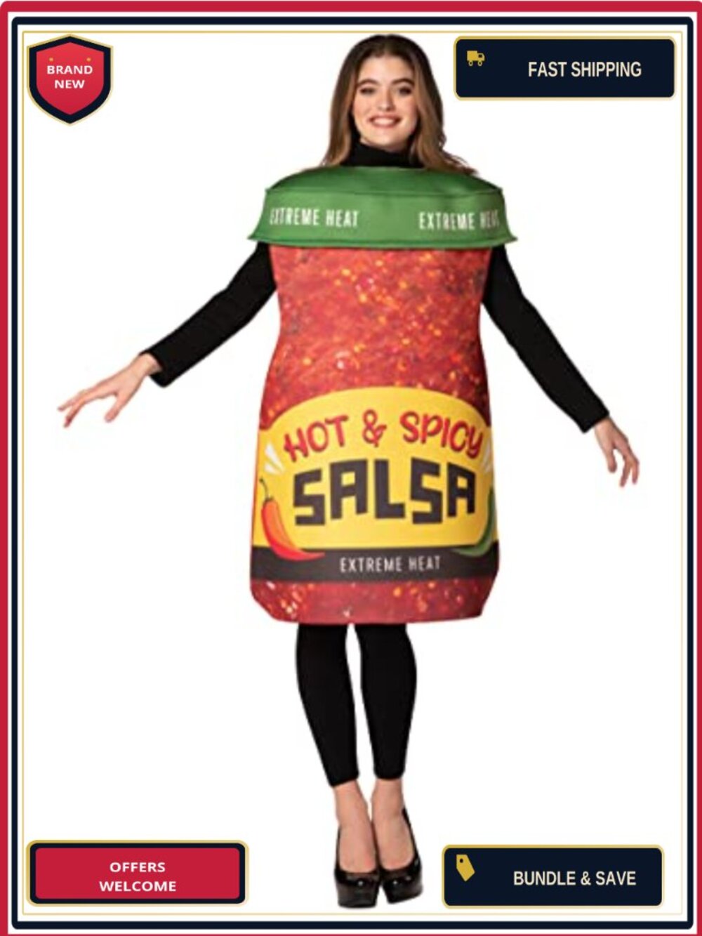 Hot & Spicy Salsa Jar Costume Adult One Size Foam Tunic Cosplay Party